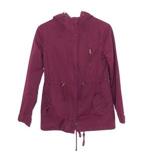 Ambiance Burgundy Wine Utility Jacket with Hood